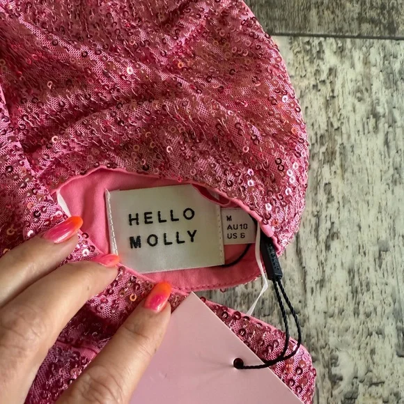 2 for $30 sale: NWT Hello Molly pink sequins mini dress with side cut outs - 6 - Picture 5 of 7